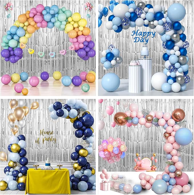 TenLaitech 3 Pack 3.3 x 9.9 ft Silver Foil Fringe Backdrop Curtain, Streamer - Image 7