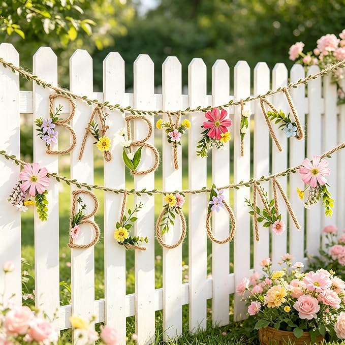 Baby in Bloom Banner, for Baby Shower decorations, Wildflower Butterflies Baby - Image 7