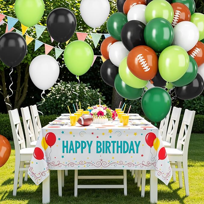 Football Balloons, 12 Inch Football Party Balloons, Dark Green and Black - Image 5