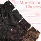 KooKaStyle Clip in Synthetic Hair Extensions Long Wavy 4PCS Thick Hairpieces Black Fiber Double Weft Natural Hair Extensions 20 Inch for Women