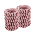 Spiral Glitter Pink Hair Ties for Women (12 Pcs) - Plastic Coil Ponytail Holders, No Crease Phone Cord Hair Ties for All Types