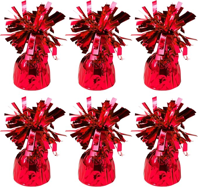 6 Pack Red Balloon Weights Metallic Holder Anchors Balloon Holder Weights by Unknown