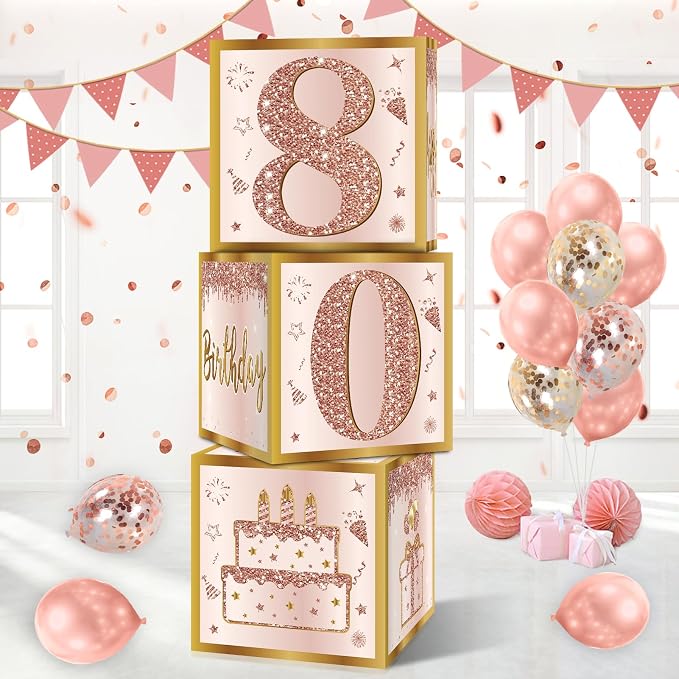 Guiruiy 3Pcs 80th Birthday Decorations Balloon Gift Boxes by Guiruiy