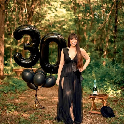 Black Balloon Number 6, 40 Inch Large Self Inflating Foil Number Balloons 0-9 - Image 4