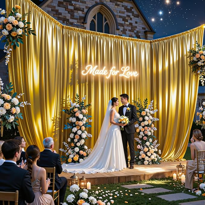 20x10ft Dark Gold Glitter Backdrop Curtain - Image 2