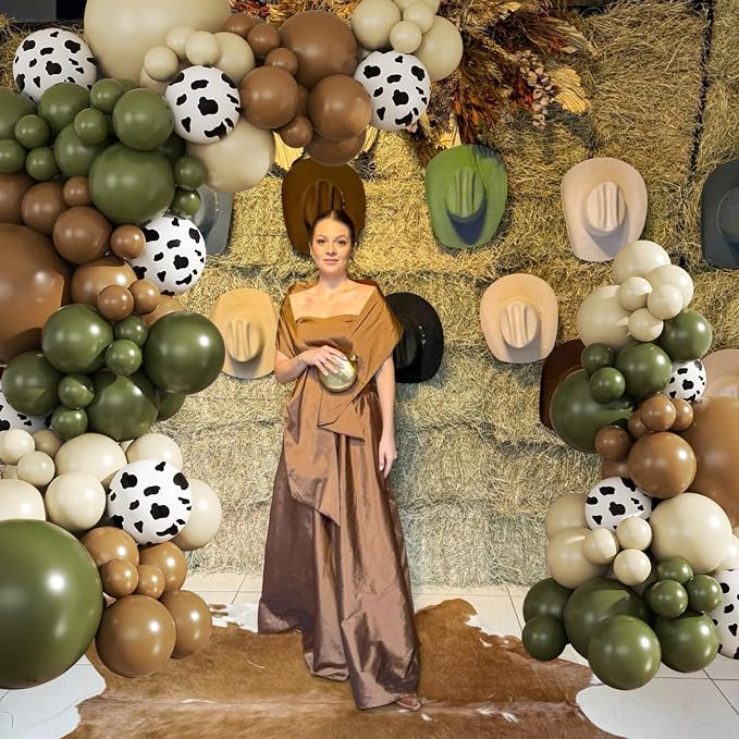 Cowboy Western Green Balloon Arch Kit, My First Rodeo Decoration | Cow Brown - Image 4