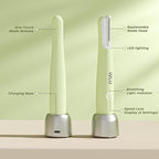 Dermaplane Razor for Women Face, WLU Rechargeable Face Dermaplaning Tool – Peach Fuzz, Facial Hair & Exfoliation Removal, Sonic Technology with LED Light, 3 Speeds & 10 Blades (Green)