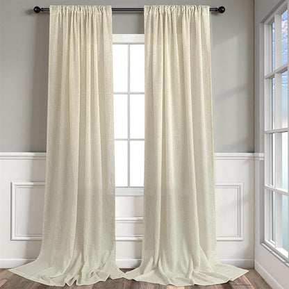 Pitalk Birch Beige Linen Curtains 96 Inches Long 2 Panels - Image 9