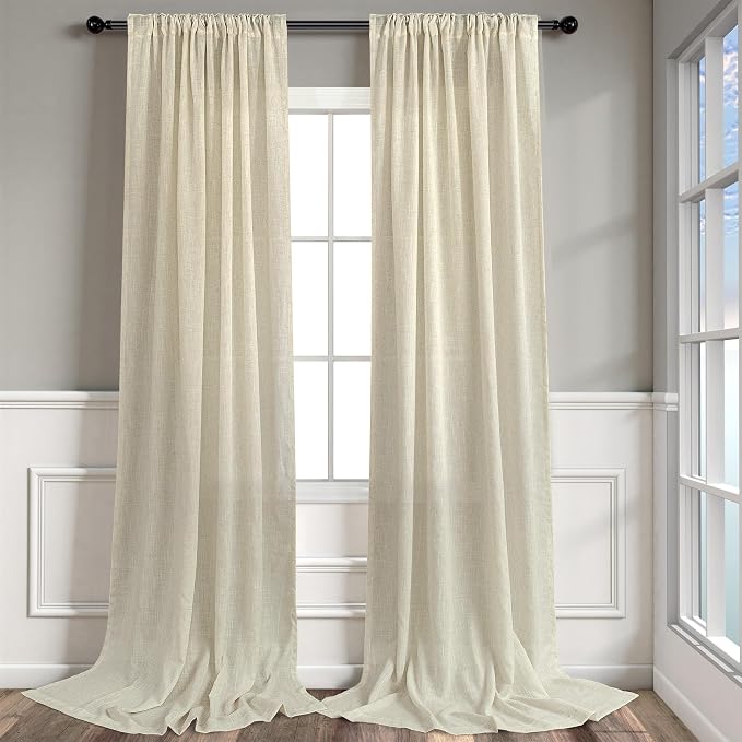 Pitalk 102 Inch Long Linen Curtains 2 Panels - Image 9