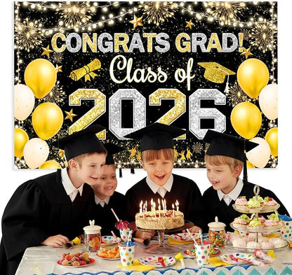 Famoby Congrats Grad Class of 2026 Hanging Banner Fabric Sign Poster Background - Image 4