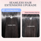 DOORES Injected Clip in Hair Extensions Real Human, Dark Brown to Chestnut Brown 14 inch 110g 7pcs Invisi Edge, Seamless Clip in Hair Extensions Invisible Virgin Injected Skin Weft
