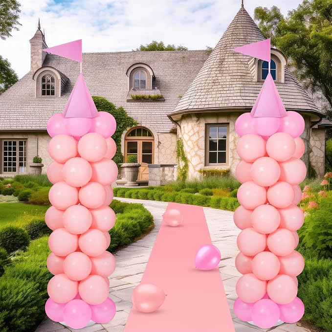 2 Sets Adjustable Pink Princess Castle Balloon Column Stand Kit Includes 140 - Image 4