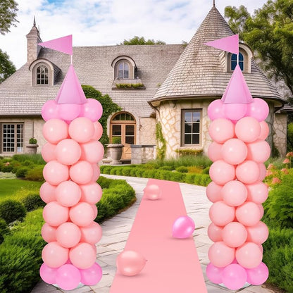 2 Sets Adjustable Pink Princess Castle Balloon Column Stand Kit Includes 140 - Image 4