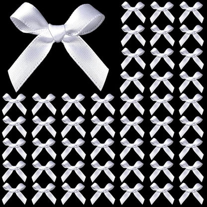 YGDZ 50 PCS Mini White Bows, Small Stain Ribbon White Bow by YGDZ