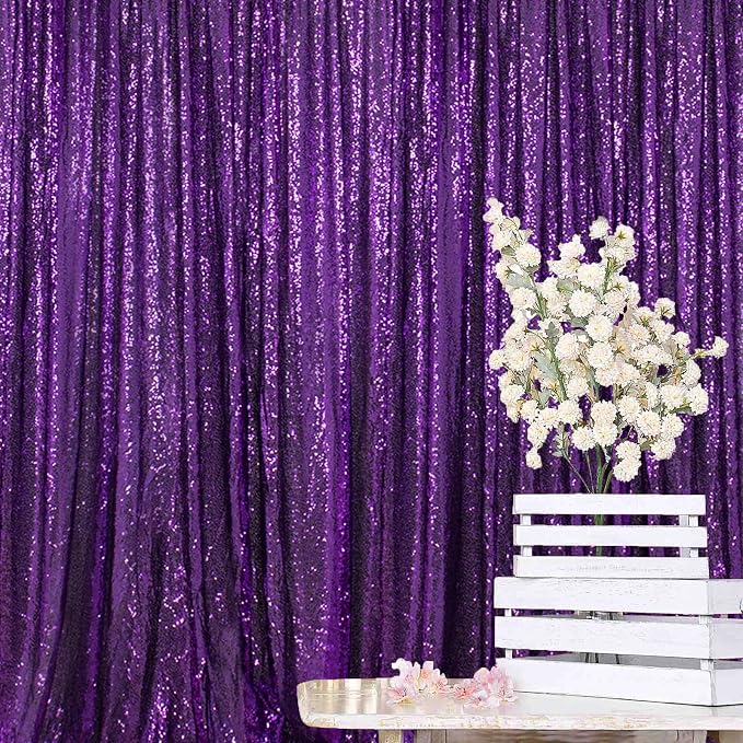 ShinyBeauty Purple Sequin Backdrop 7FTx7FT by ShinyBeauty