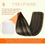 Full Shine Tape in Hair Extensions Human Hair 14 Inch Color 1B Off Black Fading to 27 Honey Blonde and 1B Tape in Real Hair Extensions 50Gram 20Pcs Adhesive Hair Extension Seamless Tape
