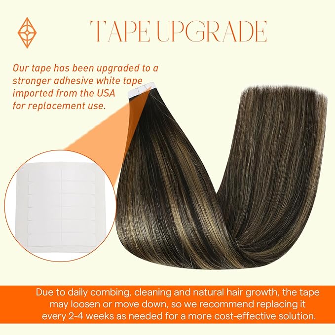 Full Shine Balayage Tape in Hair Extensions Human Hair 22Inch Color 1B Ombre 27 and 1B Remy Hair Tape in Extensions Seamless Invisible 50G 20Pcs Brazilian Natural Double Sided