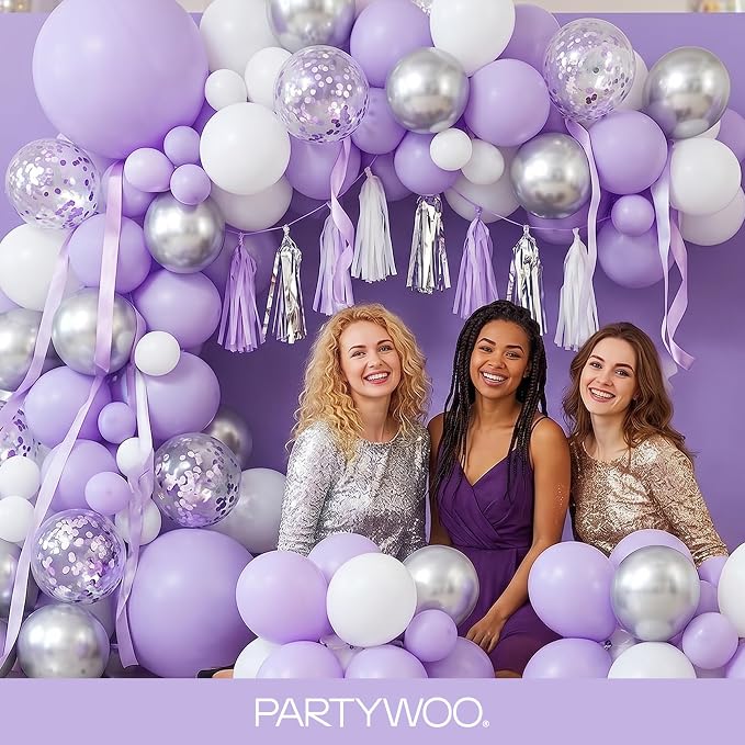 PartyWoo Lavender Balloons 127pcs Light Pastel Purple Lilac Color | 36 18 12 10 - Image 5