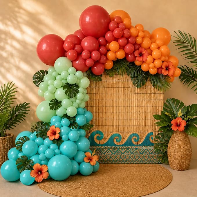 Tropical Luau Balloon Garland Kit, Arch Strip Ribbon, Summer Beach Pool Fiesta by Unknown