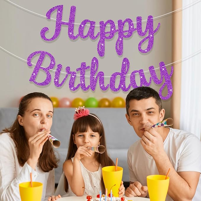 Glitter Happy Birthday Banner Sig Birthday Garland Wall Door Banners Flag - Image 3
