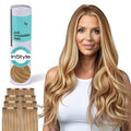 Irresistible Me Real Human Hair Extensions Clip Ins – 100% Human Hair Clip In Extensions for Length & Volume – Invisible Extension – Heat Resistant & Dyeable – Blonde Balayage, 24 Inches