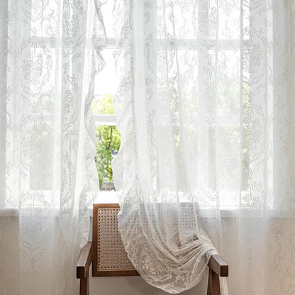 Deeprove Sheer Lace Curtains 63 Inches Long Pair - Image 8