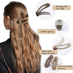 8 Pcs Large Lay Flat Claw Clips for Women French Side Slide Barrettes for Thin Fine Hair Rectangle Alligator Hair Accessories, Matte Multiple Brown