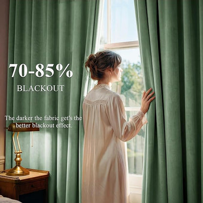 Emerald Green Velvet Thermal Curtains - Image 3