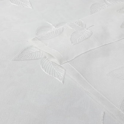 White Sheer Curtains Leaf Embroidered 63 Inches Long 2 Panels | Light Filtering - Image 6