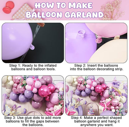 Butterfly Balloon Arch Kit, Metallic Pink Cream Balloons Foil Balloons - Image 6