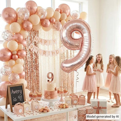Rose Gold Number 9 Balloon 40 Inch, Radiant Blush Foil - Image 3