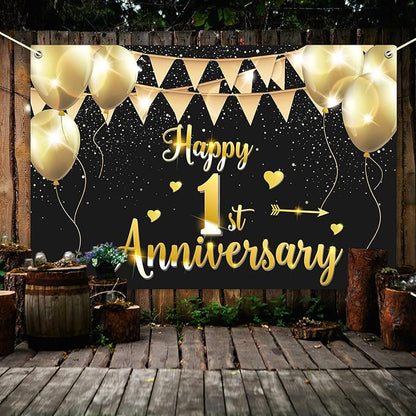 HAMIGAR 6x4ft Happy 1st Anniversary Banner Backdrop - Image 5