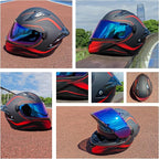 Full Face Motorcycle Helmets for Adult Men Women, DOT Approved Street Bike Racing Helmet Dual Visor Quick Release Buckle, Motorbike ADV Moped Helmet with Extra Clear Visor