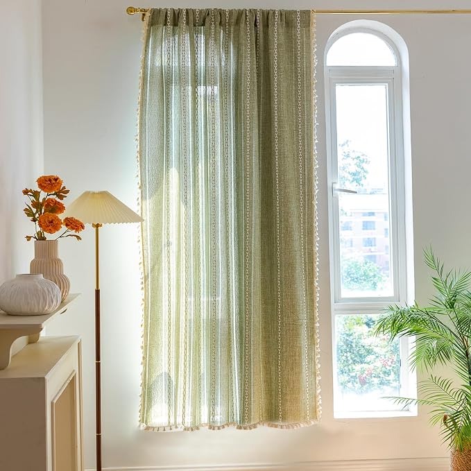 Sutuo Home Boho Curtains for Bedroom Living Room Kitchen, Semi-Blackout French - Image 3