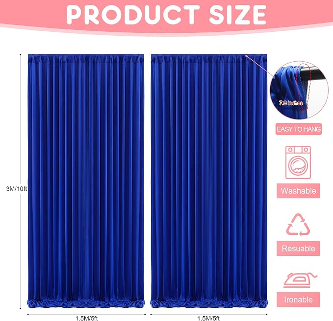 Asee'm Royal Blue Backdrop Curtains Drapes - Image 2