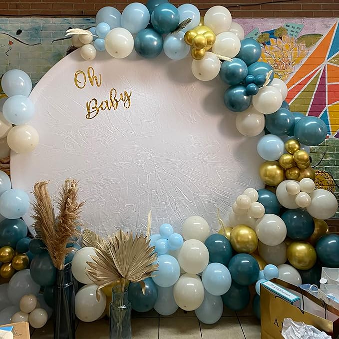 Dusty Blue Balloon Set, 60 Packs 12 Inches Metallic Chrome Gold Macaron Blue - Image 5