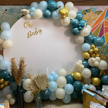 Dusty Blue Balloon Set, 60 Packs 12 Inches Metallic Chrome Gold Macaron Blue - Image 5