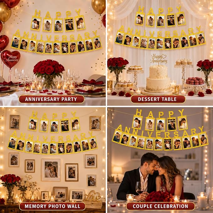 Gold Happy Anniversary Banner - Image 6