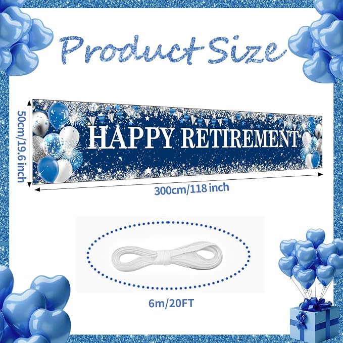 Blue Silver Happy Retirement Banner - Image 2