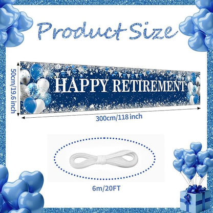 Blue Silver Happy Retirement Banner - Image 2