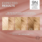 L’Oreal Paris Excellence Universal Nudes Permanent Hair Color, Ammonia Free Hair Dye for Gray Hair Coverage, 9N Natural Light Blonde, 1 Hair Dye Kit