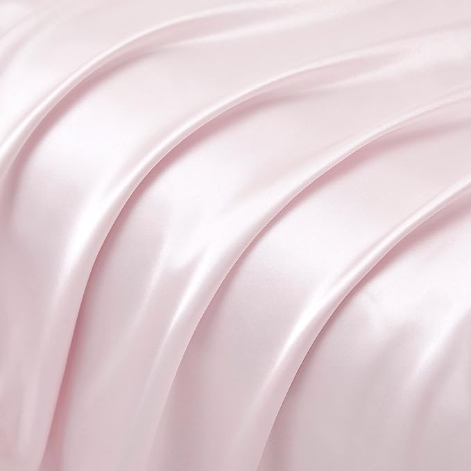 King Size Satin Pillowcase Set of 2 with Envelope Closure,Blush Pink Silk Pillowcase for Hair and Skin (20x36)