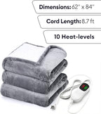 Heated Blanket Electric Throw 50"x60" – Safe Electric Heating Blanket with Auto Shut-Off & Overheat Protection, 10 Heat Settings, Washable Heated Throw for Couch, Bed, Office & Dorm