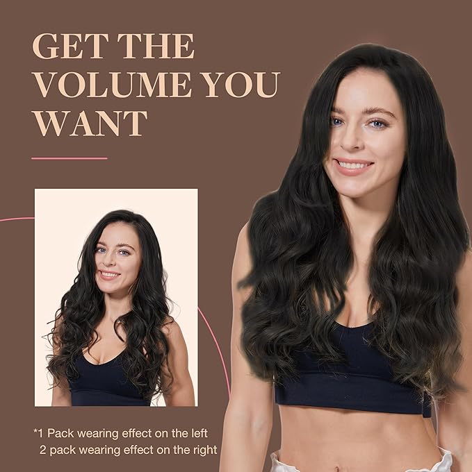 GOO GOO Clip in Hair Extensions Real Human Hair, Remy Human Hair Extensions Clip ins for Women, Natural Human Hair, 22inch 170g 7Pcs, #1B Natural Black
