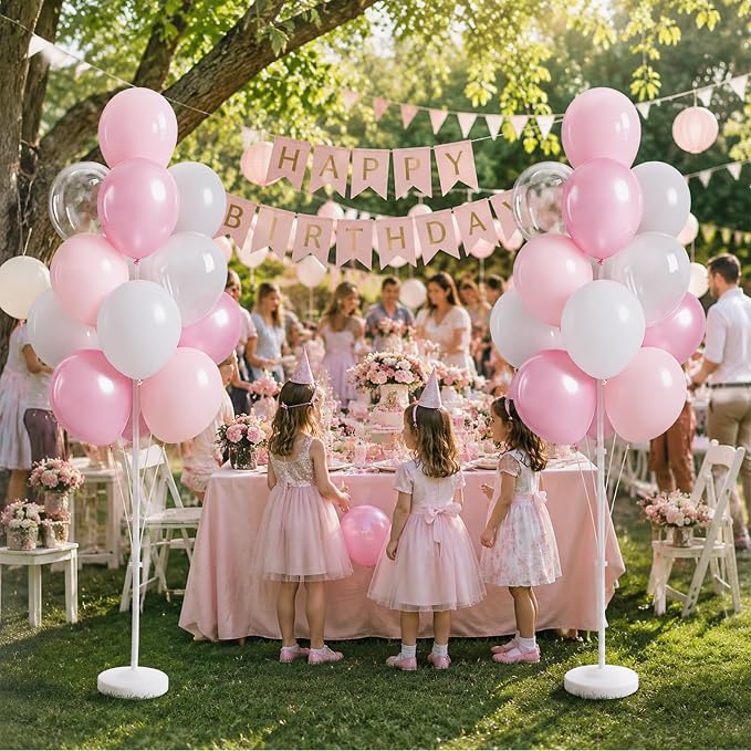 Clear Pastel Pearl Pink Balloon Column Kit - Image 7
