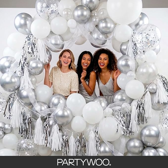 PartyWoo White Balloons 50pcs 12 Inch Latex Helium White Balloons | Wedding - Image 5