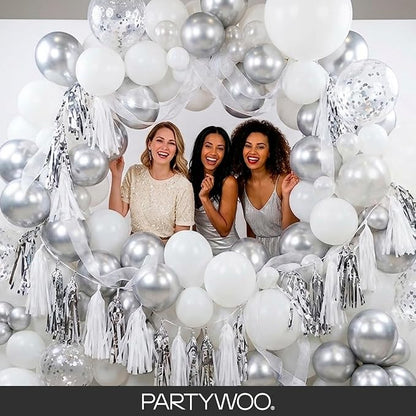 PartyWoo White Balloons 50pcs 12 Inch Latex Helium White Balloons | Wedding - Image 5