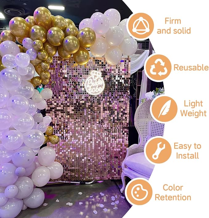 4x6 FT Pink Shimmer Wall Backdrop, Glitter Bling Photo Backdrop - Image 3