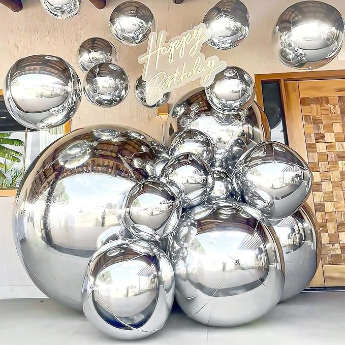 50 Inch Giant Silver Round Foil Balloons - Image 5