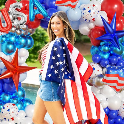 152Pcs 4th of July Balloon Arch Garland Kit Red White and Blue Party Decorations - Image 7